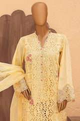 Hoor By Bin Saeed Stitched 3 Piece Festive 3D Flower Cutwork Kari Emb Lawn Suit-LF-822-Yellow
