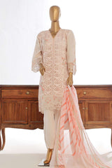 Bin Saeed Stitched 3 Piece Luxury Plain Cotton Collection-LF-85-B-Peach