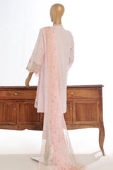 Bin Saeed Stitched 3 Piece Luxury Plain Cotton Collection-LF-1499-Pink