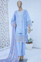 Bin Saeed Stitched 3 Piece Luxury Emb Cotton Suit-LF-953-Blue