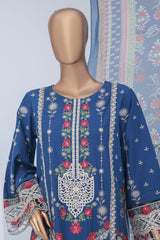 Bin Saeed Stitched 3 Piece Luxury Emb Cotton Suit-LF-957-Navy Blue