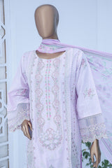 Bin Saeed Stitched 3 Piece Luxury Emb Cotton Suit-LF-960-Lilac