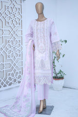 Bin Saeed Stitched 3 Piece Luxury Emb Cotton Suit-LF-960-Lilac
