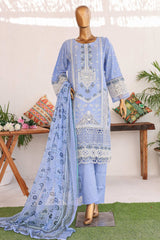 Bin Saeed Stitched 3 Piece Luxury Emb Lawn Vol-02 Suit-LF-968-Blue