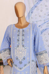 Bin Saeed Stitched 3 Piece Luxury Emb Lawn Vol-02 Suit-LF-968-Blue