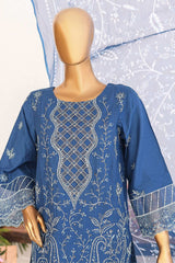 Bin Saeed Stitched 3 Piece Luxury Emb Lawn Vol-02 Suit-LF-973-Blue
