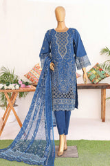 Bin Saeed Stitched 3 Piece Luxury Emb Lawn Vol-02 Suit-LF-973-Blue