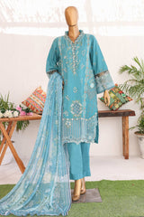 Bin Saeed Stitched 3 Piece Luxury Emb Lawn Vol-02 Suit-LF-975-Ferozi