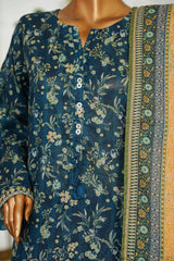Bin Saeed Stitched 3 Piece Exclusive Printed Lawn Vol-01 Suit-LSM-2596 BLUE