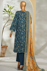 Bin Saeed Stitched 3 Piece Exclusive Printed Lawn Vol-01 Suit-LSM-2596 BLUE