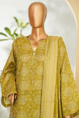 Bin Saeed Stitched 3 Piece Exclusive Printed Lawn Vol-01 Suit-LSM-2599 MEHANDI