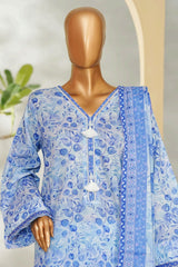 Bin Saeed Stitched 3 Piece Exclusive Printed Lawn Vol-01 Suit-LSM-2601 BLUE