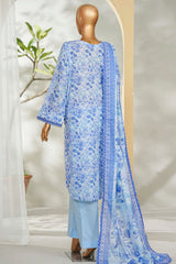 Bin Saeed Stitched 3 Piece Exclusive Printed Lawn Vol-01 Suit-LSM-2601 BLUE