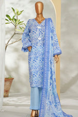 Bin Saeed Stitched 3 Piece Exclusive Printed Lawn Vol-01 Suit-LSM-2601 BLUE