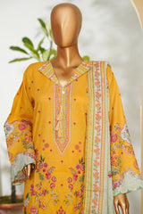 Bin Saeed Stitched 3 Piece Exclusive Printed Lawn Vol-01 Suit-LSM-2602 YELLOW