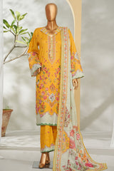 Bin Saeed Stitched 3 Piece Exclusive Printed Lawn Vol-01 Suit-LSM-2602 YELLOW