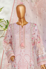 Bin Saeed Stitched 3 Piece Exclusive Printed Lawn Vol-01 Suit-LSM-2603 PINK