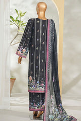 Bin Saeed Stitched 3 Piece Exclusive Printed Lawn Vol-01 Suit-LSM-2605 BLACK