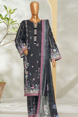 Bin Saeed Stitched 3 Piece Exclusive Printed Lawn Vol-01 Suit-LSM-2605 BLACK