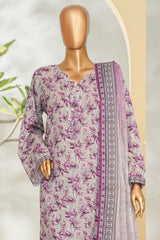 Bin Saeed Stitched 3 Piece Exclusive Printed Lawn Vol-01 Suit-LSM-2611 GRAY