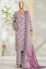 Bin Saeed Stitched 3 Piece Exclusive Printed Lawn Vol-01 Suit-LSM-2611 GRAY