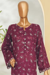 Bin Saeed Stitched 3 Piece Exclusive Printed Lawn Vol-01 Suit-LSM-2613 MAROON