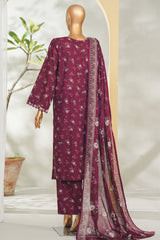 Bin Saeed Stitched 3 Piece Exclusive Printed Lawn Vol-01 Suit-LSM-2613 MAROON