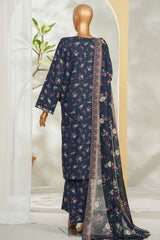 Bin Saeed Stitched 3 Piece Exclusive Printed Lawn Vol-01 Suit-LSM-2614 BLUE