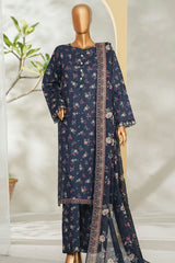Bin Saeed Stitched 3 Piece Exclusive Printed Lawn Vol-01 Suit-LSM-2614 BLUE