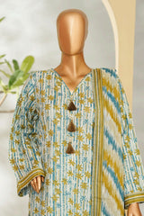 Bin Saeed Stitched 3 Piece Exclusive Printed Lawn Vol-01 Suit-LSM-2615 GREEN