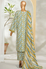 Bin Saeed Stitched 3 Piece Exclusive Printed Lawn Vol-01 Suit-LSM-2615 GREEN