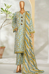 Bin Saeed Stitched 3 Piece Exclusive Printed Lawn Vol-01 Suit-LSM-2615 GREEN