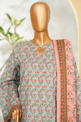 Bin Saeed Stitched 3 Piece Exclusive Printed Lawn Vol-01 Suit-LSM-2618 GRAY
