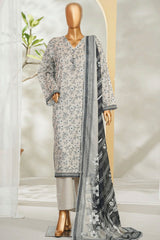 Bin Saeed Stitched 3 Piece Exclusive Printed Lawn Vol-01 Suit-LSM-2619 GRAY