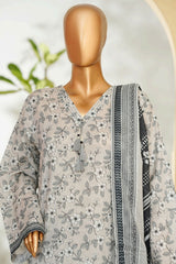 Bin Saeed Stitched 3 Piece Exclusive Printed Lawn Vol-01 Suit-LSM-2619 GRAY