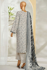 Bin Saeed Stitched 3 Piece Exclusive Printed Lawn Vol-01 Suit-LSM-2619 GRAY