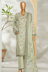 Bin Saeed Stitched 3 Piece Exclusive Printed Lawn Vol-01 Suit-LSM-2622 GREEN