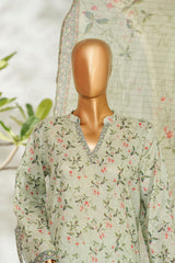 Bin Saeed Stitched 3 Piece Exclusive Printed Lawn Vol-01 Suit-LSM-2622 GREEN