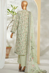 Bin Saeed Stitched 3 Piece Exclusive Printed Lawn Vol-01 Suit-LSM-2622 GREEN