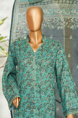 Bin Saeed Stitched 3 Piece Exclusive Printed Lawn Vol-01 Suit-LSM-2624 GREEN