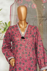 Bin Saeed Stitched 3 Piece Exclusive Printed Lawn Vol-01 Suit-LSM-2626 PINK