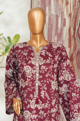 Bin Saeed Stitched 3 Piece Exclusive Printed Lawn Vol-01 Suit-LSM-2628 MAROON