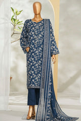 Bin Saeed Stitched 3 Piece Exclusive Printed Lawn Vol-01 Suit-LSM-2630 BLUE