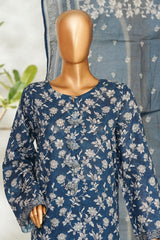 Bin Saeed Stitched 3 Piece Exclusive Printed Lawn Vol-01 Suit-LSM-2630 BLUE