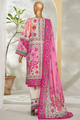 Bin Saeed Stitched 3 Piece Exclusive Printed Lawn Vol-01 Suit-LSM-2635 PINK