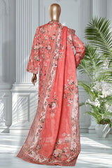 Bin Saeed Stitched 3 Piece Exclusive Printed Lawn Vol-01 Collection'2026-LSM-2636 PEACH