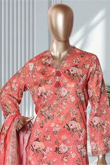 Bin Saeed Stitched 3 Piece Exclusive Printed Lawn Vol-01 Collection'2026-LSM-2636 PEACH