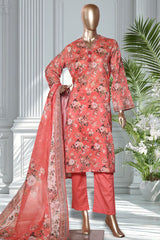 Bin Saeed Stitched 3 Piece Exclusive Printed Lawn Vol-01 Collection'2026-LSM-2636 PEACH