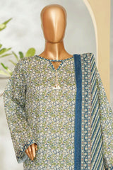 Bin Saeed Stitched 3 Piece Exclusive Printed Lawn Vol-01 Suit-LSM-2637 GREEN