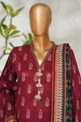 Bin Saeed Stitched 3 Piece Exclusive Printed Lawn Vol-01 Suit-LSM-2639 MAROON